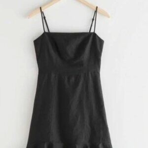 & other stories spaghetti strap linen mini dress size 6